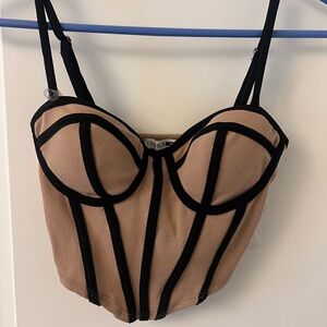 Fashion Nova Black and Tan Bustier crop top ****fits like an XS